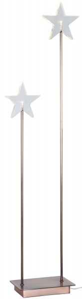 LED-Standleuchte mit Stern "Karla" - 2 warmweiße LEDs - H: 72cm, L: 21cm - transparent/kupfer