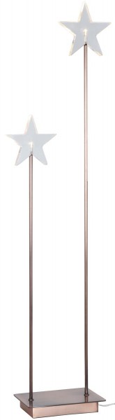 LED-Standleuchte mit Stern "Karla" - 2 warmweiße LEDs - H: 72cm, L: 21cm - transparent/kupfer