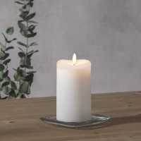 LED Stumpenkerze Flamme - Echtwachs - warmweiße 3D Flamme - H: 14cm - Batteriebetrieb - Timer - weiß LED Stumpenkerze Flamme - Echtwachs - warmweiße 3D Flamme - H: 14cm - Batteriebetrieb - Timer - weiß