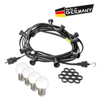 Vorschau: Illu-/Partylichterkette 5m - Außenlichterkette schwarz - Made in Germany - 10 kaltweiße LED Kugellam Vorschau: Illu-/Partylichterkette 5m - Außenlichterkette schwarz - Made in Germany - 10 kaltweiße LED Kugellam