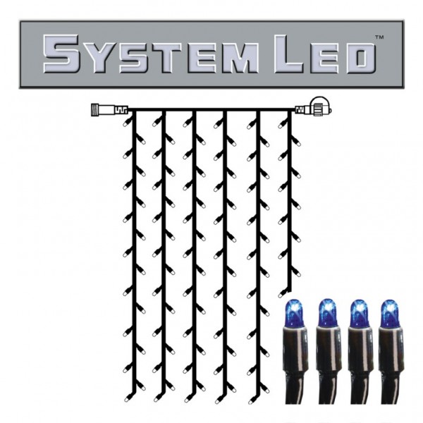 System LED Black | Lichtvorhang | koppelbar | exkl. Trafo | 1.00m x 2.00m | 102x Blau