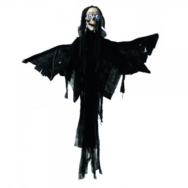 Todes Engel - animiert - Halloween - Figur 1,60m - Bewegt den Kiefer beim Sprechen - Leuchtaugen