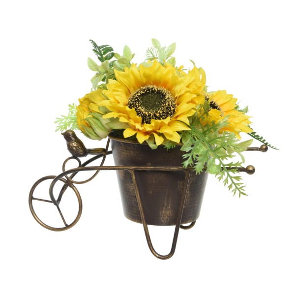 Sonnenblumen im Topf - Kunstblumen - Dekoblumen - H: 23cm - gelb