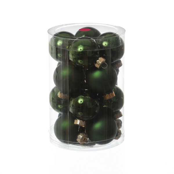 Christbaumkugel - Weihnachtsbaumkugel - Glas - D: 3,5cm - glänzend und matt - grün - 16er Set
