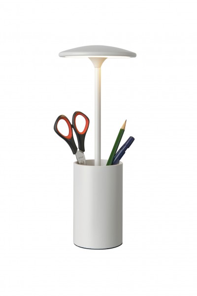 Tischleuchte LED POTT weiß - mit Stifteköcher - Ideal für Büro - 7W, 3000K, 455lm - 29cm