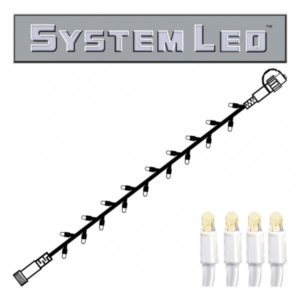 System LED White | Lichterkette | koppelbar | exkl. Trafo | 5.00m | 50x Warmweiß - weißes kabel