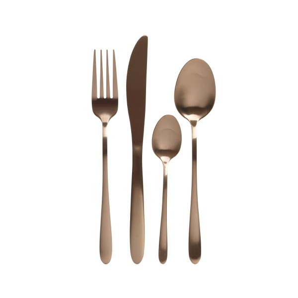 Besteck Set BRIT - Edelstahl - 16-teilig - je 4x Messer, Gabel, Löffel, Teelöffel - roségold