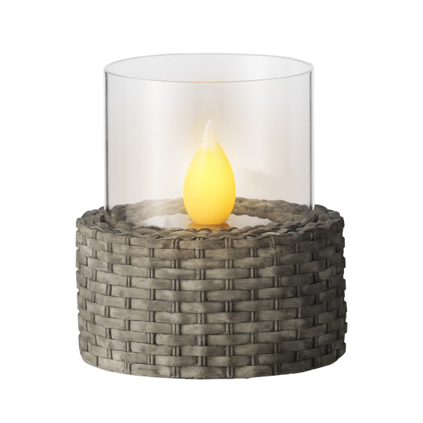 B-Ware LED Solar Windlicht - Korboptik - flackernde Flamme - Lichtsensor - H: 13,5cm - für Außen - g