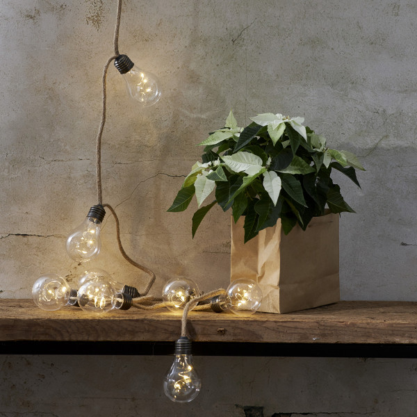 B-Ware LED Lichterkette JUTTA - 10 Glühbirnen mit je 3 LED - L: 225cm - Batteriebetrieb - transparen