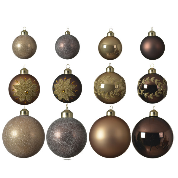 B-Ware Christbaumkugel - Weihnachtsbaumkugel - Glas - 3 Größen - glänzend matt glitzernd - braun - 1