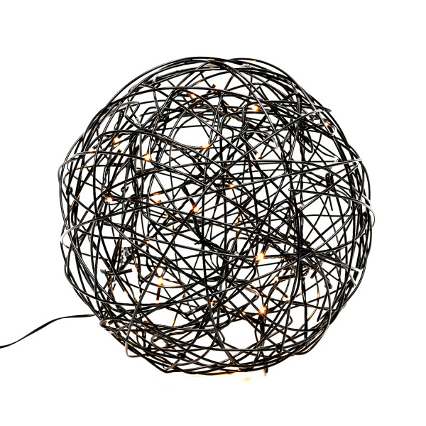 B-Ware LED 3D Drahtkugel TRASSEL - 100 warmweiße LED - D: 37cm - für Innen und Außen - schwarz