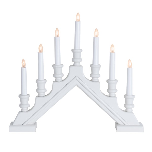 Fensterleuchter Sara - Weihnachtsleuchter - 7 Glühlampen - L: 43cm - Holz - Schalter - weiß