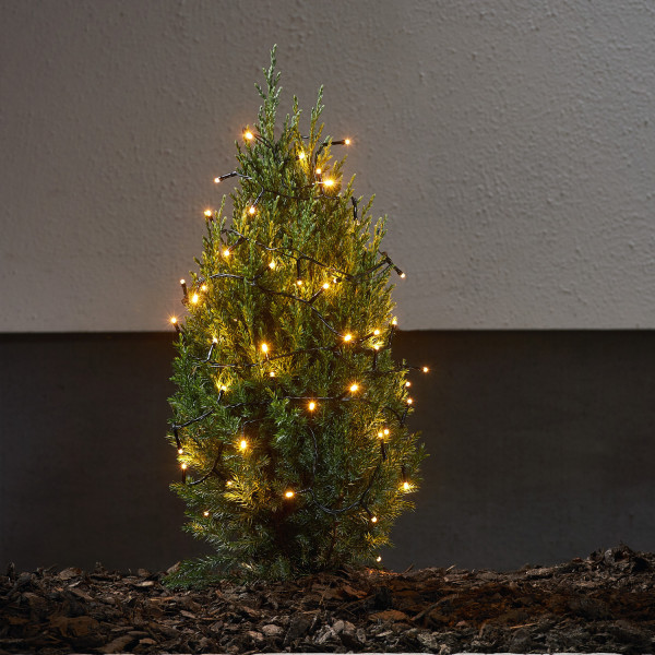 LED Lichterkette Durawise - 96 bernstein LED - L: 7,1m - 8 Funktionen - Timer - Batterie bis 60 Tage