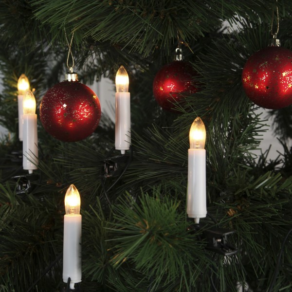 Kerzenlichterkette - Baumkerzen - 16 warmweiße Glühlampen - Ring - E10 Fassung - L: 7,5m - für Innen