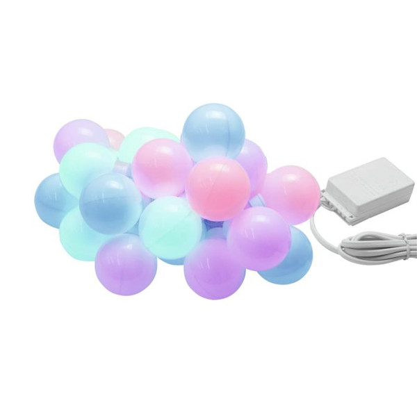 LED Party Balls Lichterkette - 20 Kugeln - 8 Programme - 4 Farbig - 6,90m