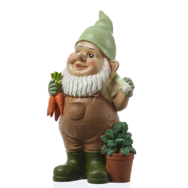 Gartenzwerg BERT - Zwerg mit Gemüse - Gartenfigur - Polyresin - H: 29cm - bunt
