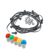 Vorschau: Illu-/Partylichterkette BLACKY 50m - Außenlichterkette schwarz - 50x E27 bunte LED Kugellampen Vorschau: Illu-/Partylichterkette BLACKY 50m - Außenlichterkette schwarz - 50x E27 bunte LED Kugellampen