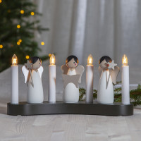 Fensterleuchter Engel Chor - 4flammig - warmweiße Glühlampen - H: 15cm - Kabel - Innen - weiß Fensterleuchter Engel Chor - 4flammig - warmweiße Glühlampen - H: 15cm - Kabel - Innen - weiß