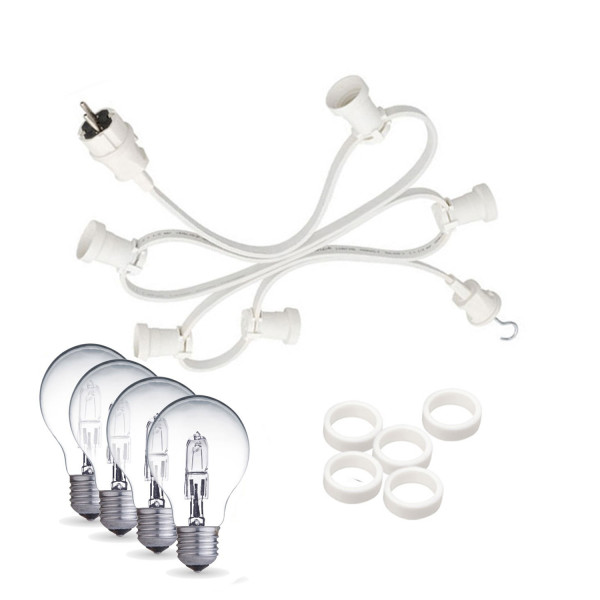 Illu-/Partylichterkette 5m - Außenlichterkette weiß - Made in Germany - 10 dimmbare Halogenlampen