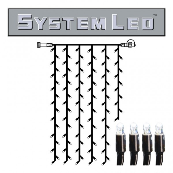 System LED Black | Lichtvorhang | koppelbar | exkl. Trafo | 1.00m x 2.00m | 102x Kaltweiß