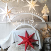 Vorschau: Papierstern Dot - hängend - 7-zackig - D: 54cm - inkl. E14 Fassung u. Kabel - rot Vorschau: Papierstern Dot - hängend - 7-zackig - D: 54cm - inkl. E14 Fassung u. Kabel - rot