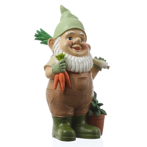 Gartenzwerg BERT - Zwerg mit Gemüse - Gartenfigur - Polyresin - H: 29cm - bunt