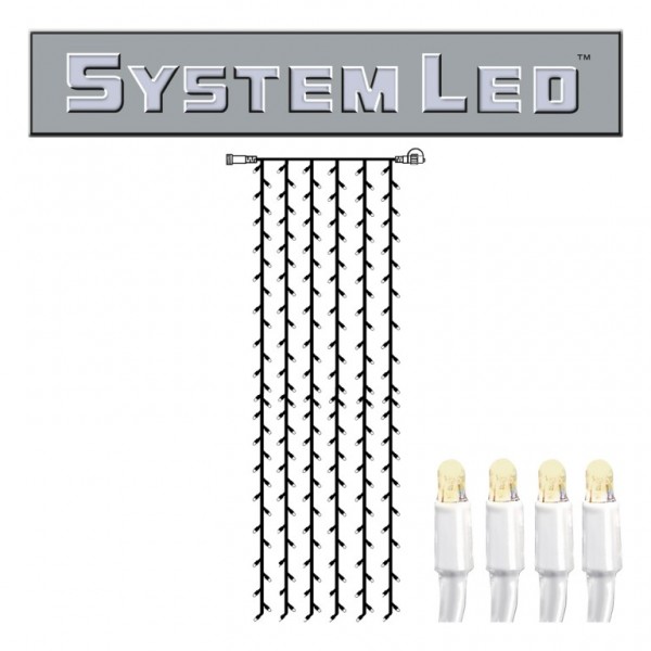 System LED White | Lichtvorhang | koppelbar | exkl. Trafo | 1.00m x 4.00m | 204x Warmweiß