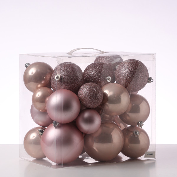 B-Ware Christbaumkugel - Weihnachtsbaumkugel - bruchfest - glänzend matt glitzernd - puderrosa - 26e