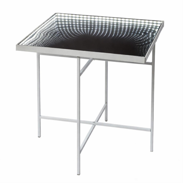 LED Tisch - eckig - Endlos Optik - Infinity Spiegeltisch mit LED - L: 47,5cm - Batterie - Timer