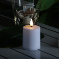 LED Mini Kerze/Grabkerze - H: 10cm/D: 6,1cm - Timer/Sensor - für Innen/Außen - bis 1200h - weiß LED Mini Kerze/Grabkerze - H: 10cm/D: 6,1cm - Timer/Sensor - für Innen/Außen - bis 1200h - weiß