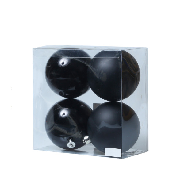 B-Ware Christbaumkugel - Weihnachtsbaumkugel - bruchfest - D: 10cm - glänzend, matt - schwarz - 4er