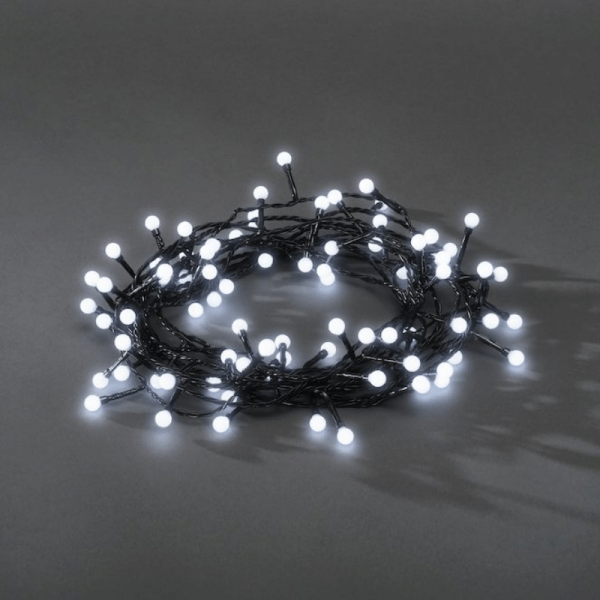 LED-Kugellichterkette - Ball Line Outdoor - 12,72m - 160x Kaltweiß - Schwarzes Kabel