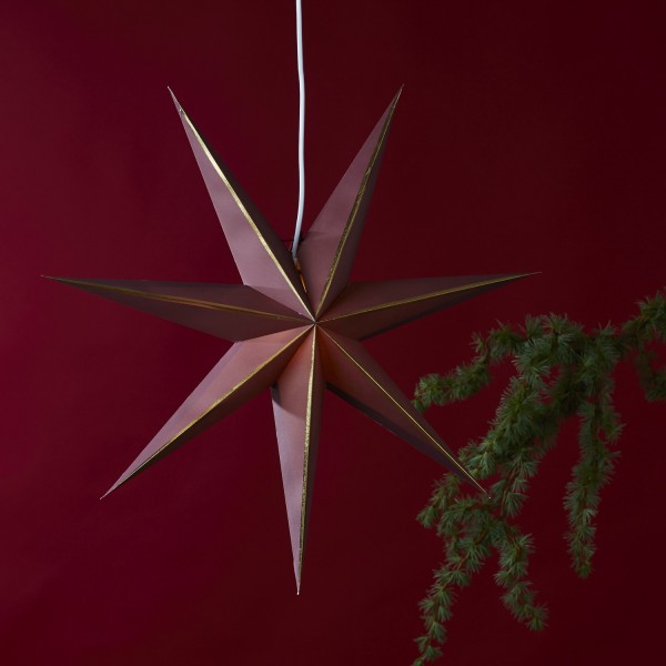 Papierstern LYSA - hängend - 7-zackig - D: 60cm - rot/gold