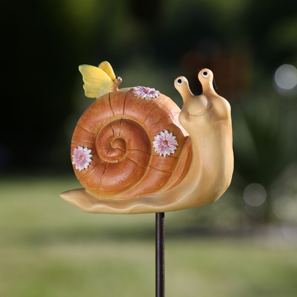 Gartenstecker Schnecke SPEEDY - Beetstecker - Gartendeko - H: 70cm - für Außen - orange