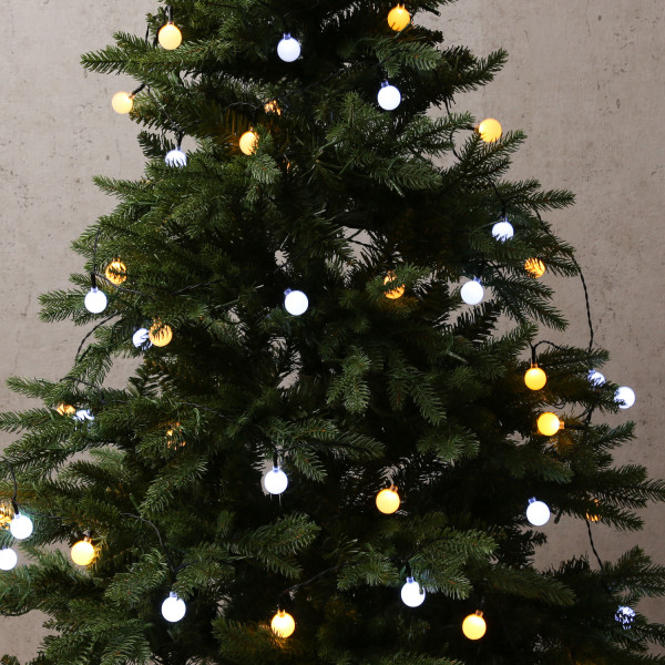 LED Lichterkette BERRY - 50 warmweiße/kaltweiße opale Kugeln - L: 7...
