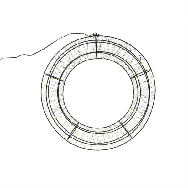 B-Ware LED Kranz mit Drahtlichterkette - Lichterkranz mit 1200 warmweißen LED - D: 40cm - Timer - Au