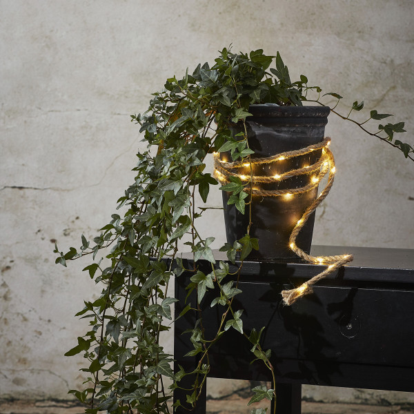LED Lichterkette JUTTA - Juteseil - 15 warmweiße LED - L: 1,5m - Batteriebetrieb - natur, kupfer