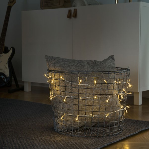LED Micro Kompakt Lichterkette - 100 bernsteinfarbene LED - 6,93m - Trafo - transp. Kabel - Innen
