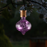 LED Solar Glühbirne GLOW - Kugelleuchte - warmweiße LED Drahtlichterkette - H: 11,7cm D:7,5cm - lila LED Solar Glühbirne GLOW - Kugelleuchte - warmweiße LED Drahtlichterkette - H: 11,7cm D:7,5cm - lila