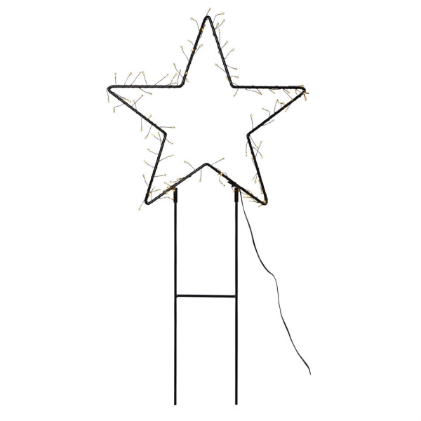 B-Ware LED Gartenstecker Stern - stehend - H: 80cm - 100 warmweiße LED - inkl. Kabel - für Außen - s