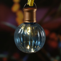 LED Solar Glühbirne GLOW - Kugelleuchte - 4 warmweiße LED Drahtlichterkette - H: 11cm, D: 8cm - blau LED Solar Glühbirne GLOW - Kugelleuchte - 4 warmweiße LED Drahtlichterkette - H: 11cm, D: 8cm - blau