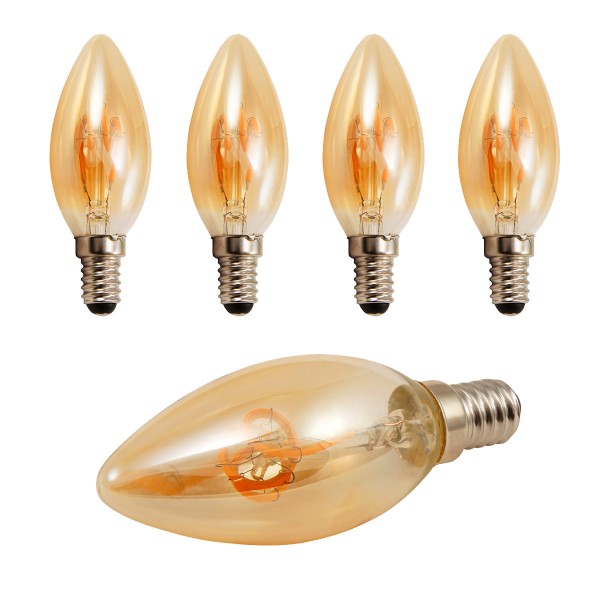 4 x LED Kerzenlampe RETRO-GOLD-Filament - E14 - 2W - 150lm - 2200K
