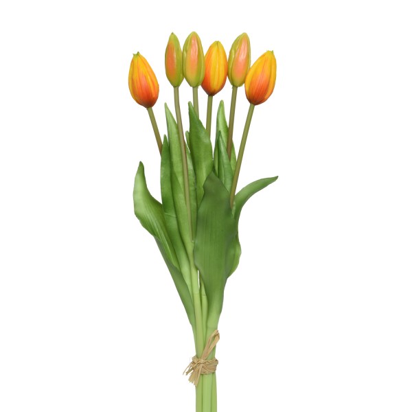 Tulpenbund mit 6 Blüten - Kunstblumen - H: 40cm - orange