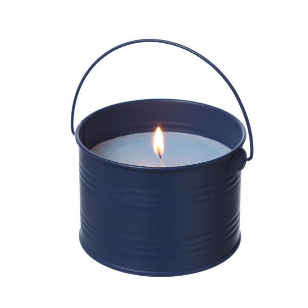 Duftkerze CITRONELLA - Outdoor Echtwachskerze im Metalleimer - H: 8cm - blau