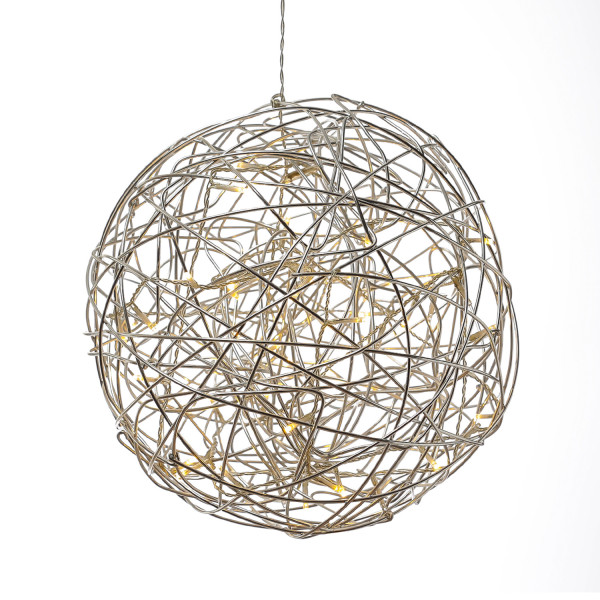 B-Ware LED 3D Drahtkugel TRASSEL - 100 warmweiße LED - D: 37cm - für Innen und Außen - silber