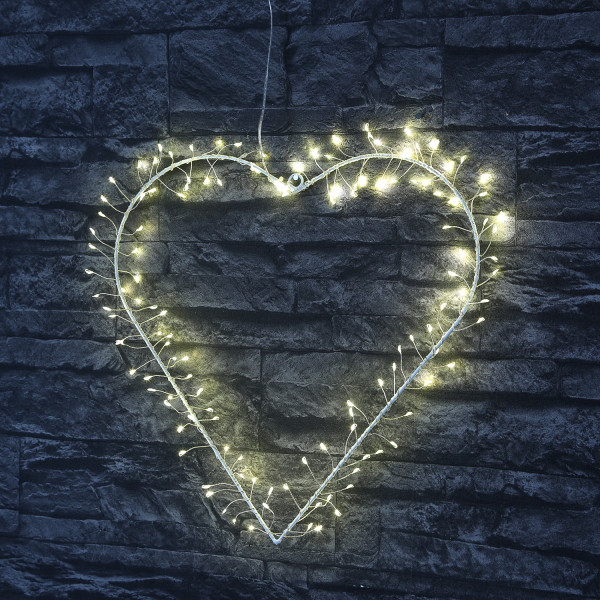 LED Herz - Leuchtherz - hängend - 120 warmweiße LED - H:: 40cm - 8 Modi/Timer - für Innen/Außen