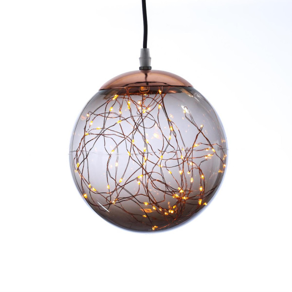 B-Ware LED Lichterkugel mit Drahtlichterkette - 110 bernstein LED - Timer - D: 25cm - f. Innen/Außen