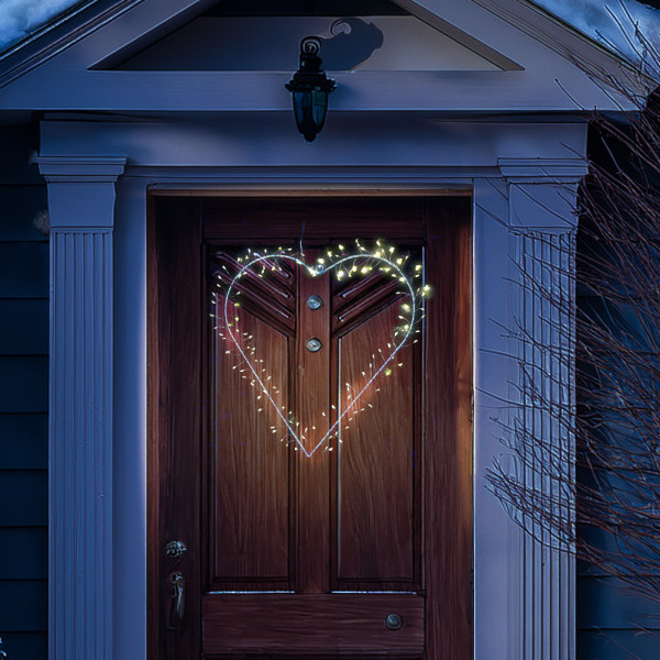 LED Herz - Leuchtherz - hängend - 120 warmweiße LED - H:: 40cm - 8 Modi/Timer - für Innen/Außen