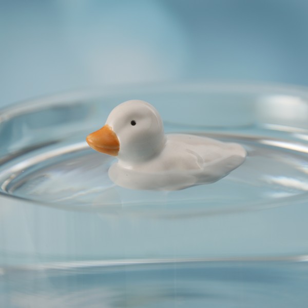Teichdeko ENTE - Dekofigur - Porzellan - schwimmend - L: 7cm - H: 5,5cm - weiß