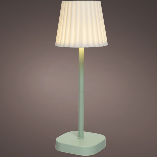 B-Ware XXX LED Garten Tischlampe - H: 34cm - weißer Lampenschirm, D: 12cm - Dimmer - USB - Außen - m